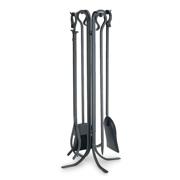 Pilgrim Home and Hearth 18002 Forged Iron Set Fireplace Tools by, 33" Tall, Matte Black