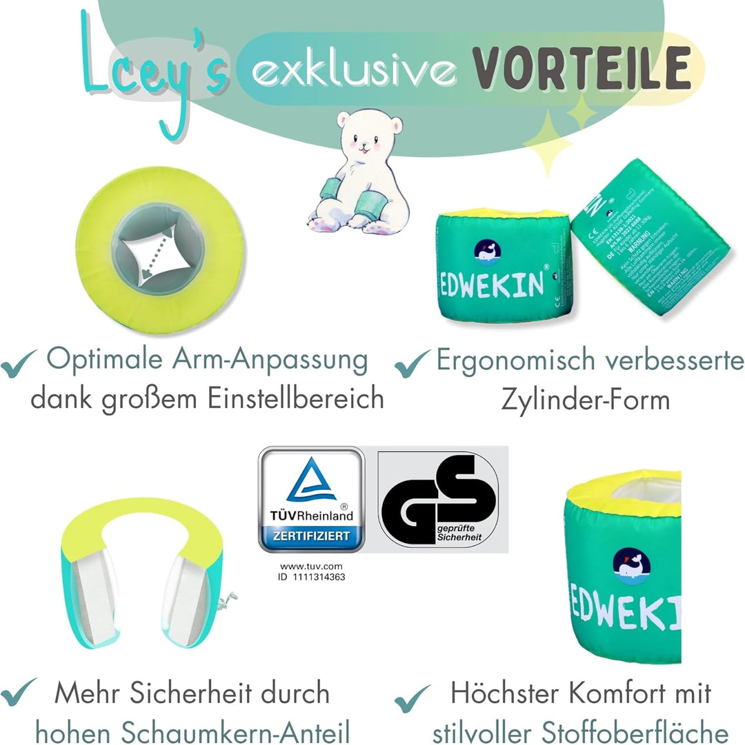 EDWEKIN® Premium Schwimmflügel | TÜV & GS-geprüft ✓ | Für Kinder 1–6 Jahre | BPA-frei & stylisches D