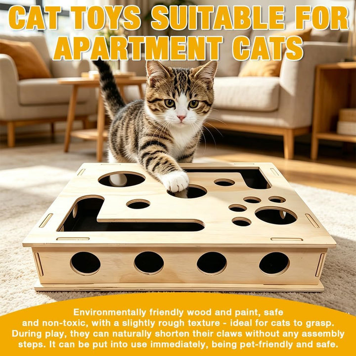 Katzenkratzpuzzle Anreicherungsbox, 30 * 25CM Katzen Kratzbrett, Kratzpuzzle Spielbox Holz mit Kratz