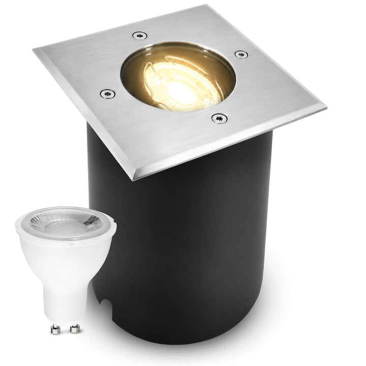 SSC-LUXon JUAVI LED Bodenstrahler schwenkbar eckig für Aussen IP67 - mit LED GU10 2W warmweiss 230V