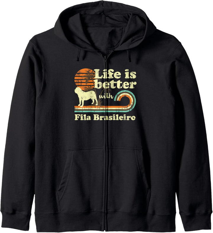 Life Better Fila Brasileiro Vintage Hund Mama Papa Kapuzenjacke