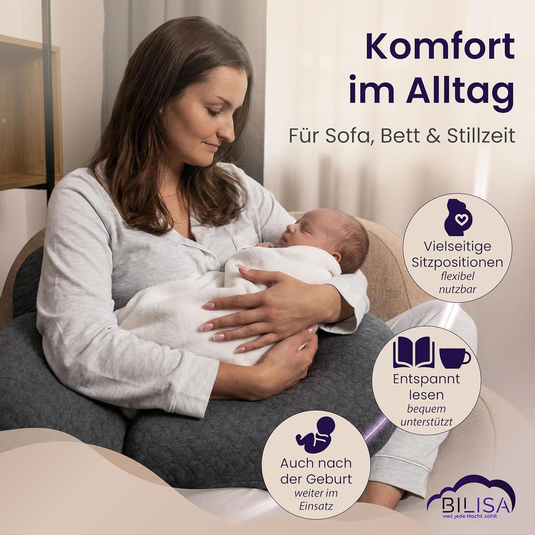 Schwangerschaftskissen mit Memory Foam | Neues Modell 2026 | Stillkissen mit waschbarem Bezug | Ganz