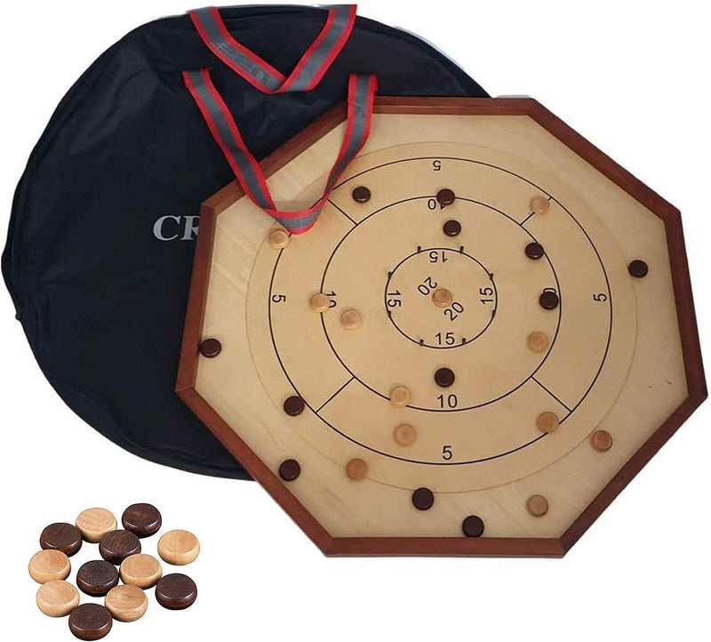 Ubergames Orginal Crokinole Brettspiel - Top ECO-Hartholz Qualität - Inklusive Trage Tasche - Model