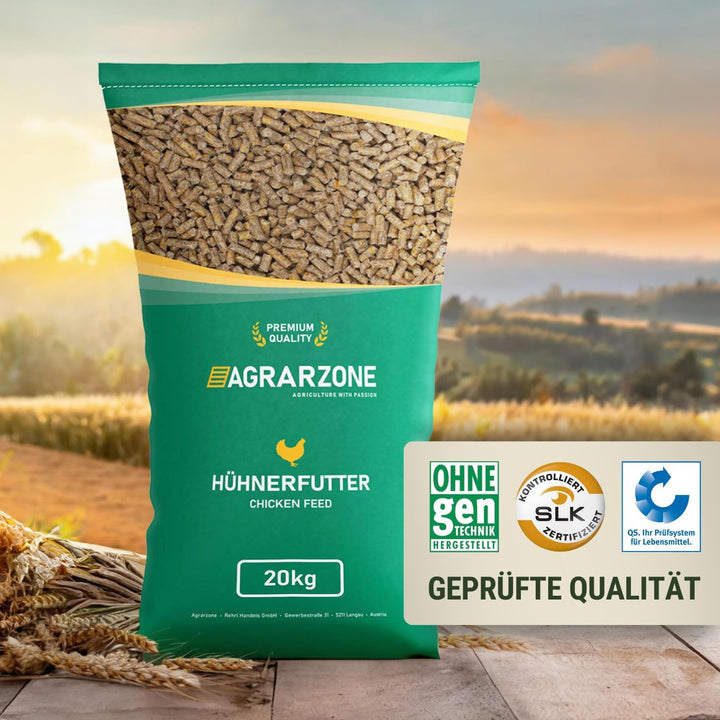 Agrarzone Hühnerfutter gegen Milben Pellets 20 kg – Österreichische Hühner Futter Pellets – Wirksame