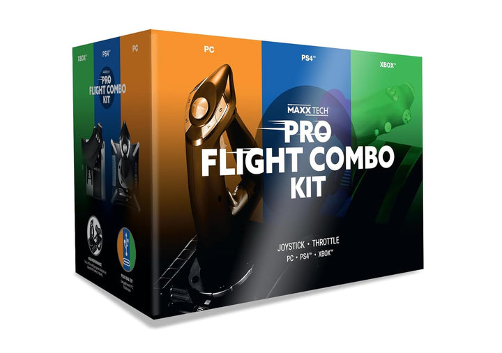 Maxx Tech HOTAS Pro Flight Combo Kit für PC, Xbox & PS4, Joystick - 8-Wege-HAT-Schalter, Schnellfeue