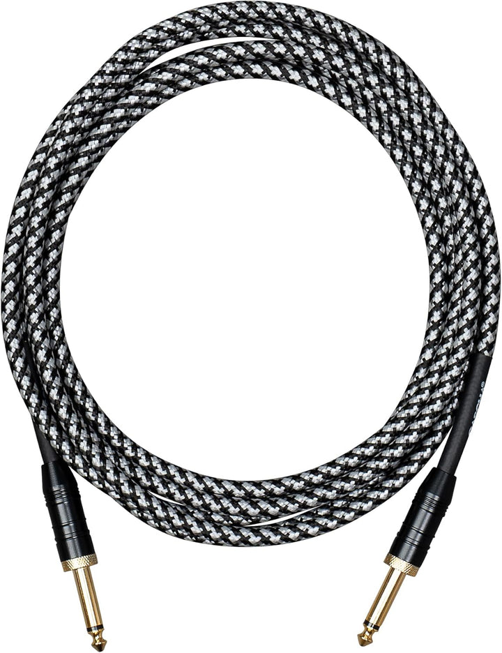 Cascha Professional Line Guitar Cable, Straight, Tweed Black, 9m