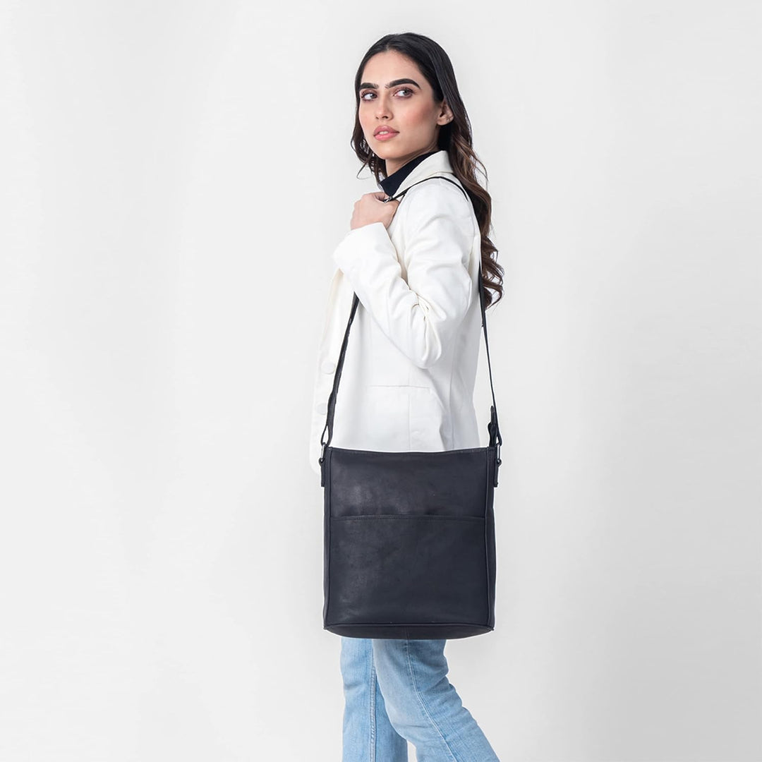 LEABAGS Leder Handtasche Damen I Premium Echtleder Umhängetasche I Schultertasche I Damentasche I Tr