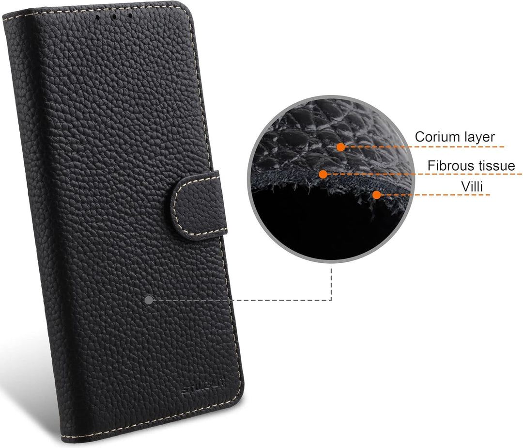 STILGUT Talis kompatibel mit Samsung Galaxy S23 Plus Hülle mit Kartenfach aus Leder, Wallet Case, Le