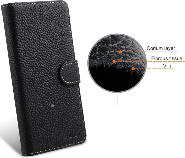 STILGUT Talis kompatibel mit Samsung Galaxy S23 Plus Hülle mit Kartenfach aus Leder, Wallet Case, Le