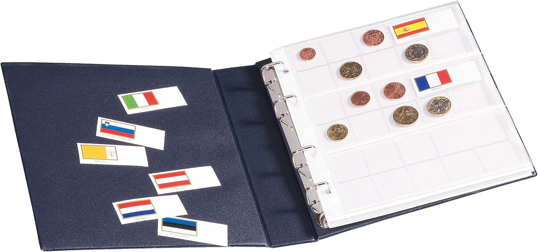 Leuchtturm 338772 Münzalbum Numis - Sammelalbum inkl. 7 Münz-Hüllen für 21 Euro-Kursmünzsätze und Sc