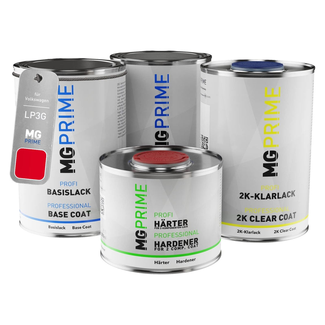 MG PRIME Autolack Dose Set für Volkswagen VW LP3G / P3G / D8/PU Flashrot/Flash Red Grundlack Basisla