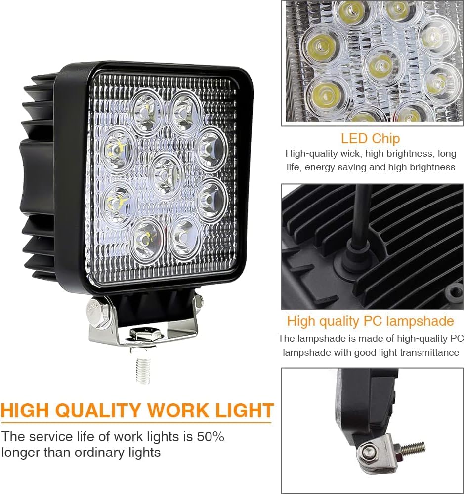 Lospitch LED Arbeitsscheinwerfer 12V 48W,LED Scheinwerfer 24V für auto,LKW,traktor,Offroad,SUV,ATV,R