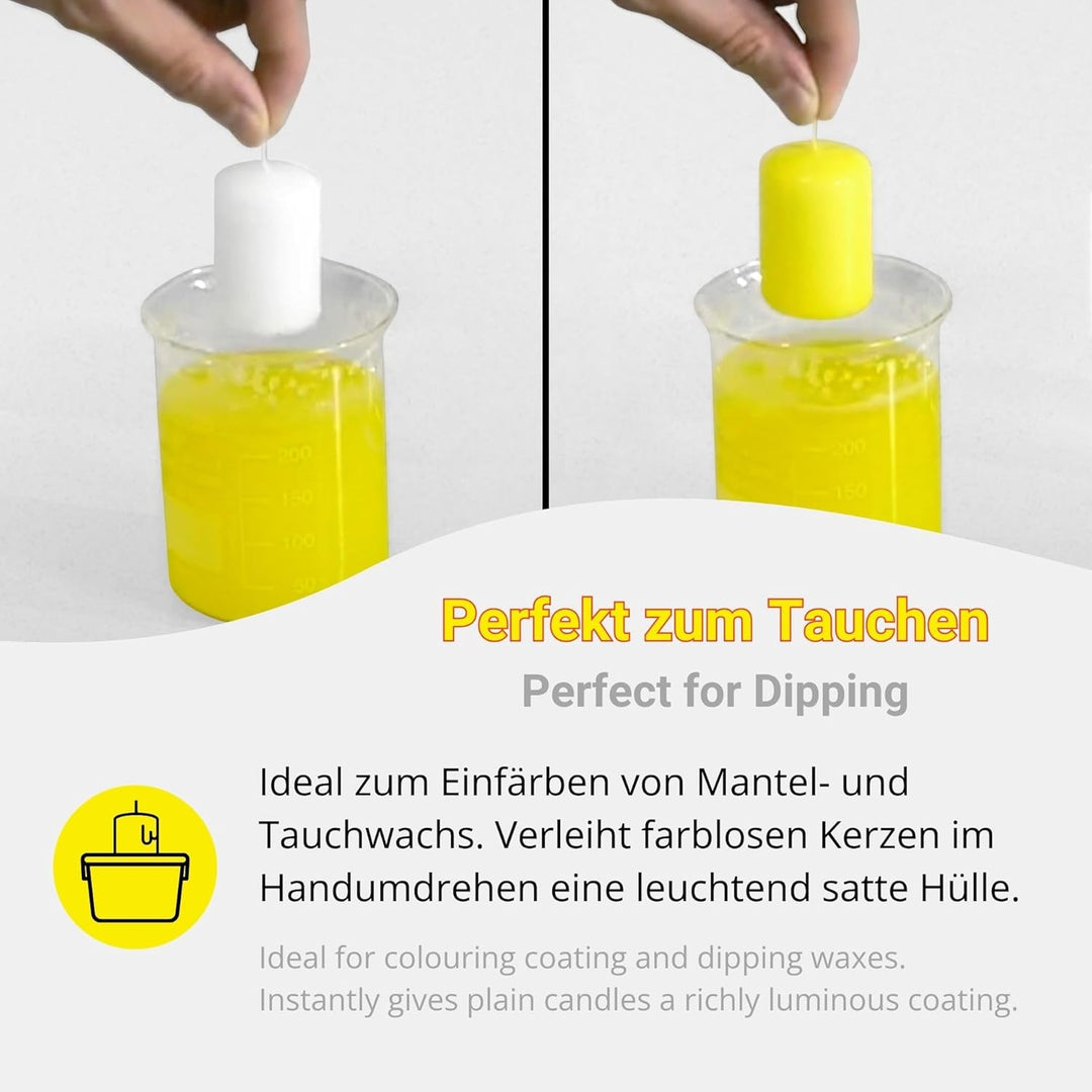 DistrEbution.com 100 g Wachsfarbe/Grundfarbe zum Tauchen, Kerzenfarben Neon Serie, Made in Germany (