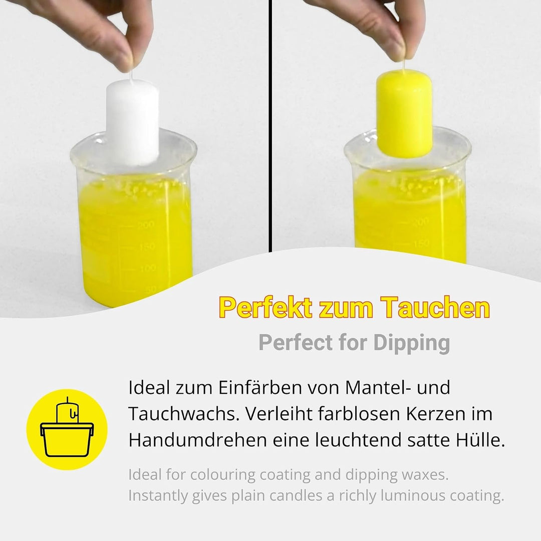DistrEbution.com 100 g Wachsfarbe/Grundfarbe zum Tauchen, Kerzenfarben Neon Serie, Made in Germany (