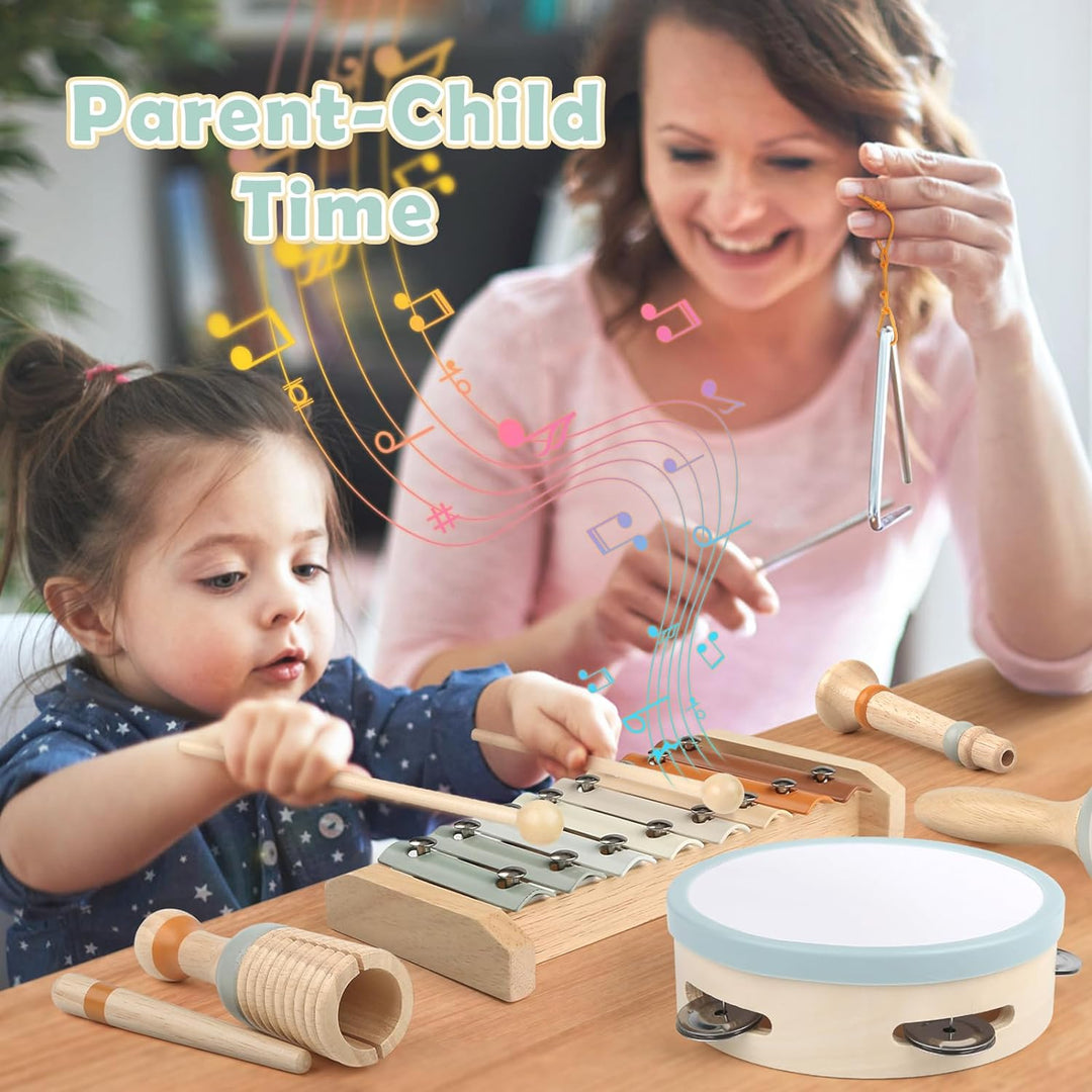 Musikinstrumente für Kinder Kinderspielzeug ab 3 Jahre holzspielzeug Trommel Xylophone für Kinder Ba