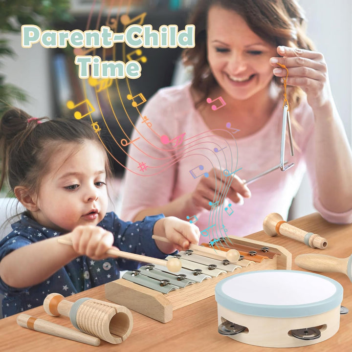 Musikinstrumente für Kinder Kinderspielzeug ab 3 Jahre holzspielzeug Trommel Xylophone für Kinder Ba