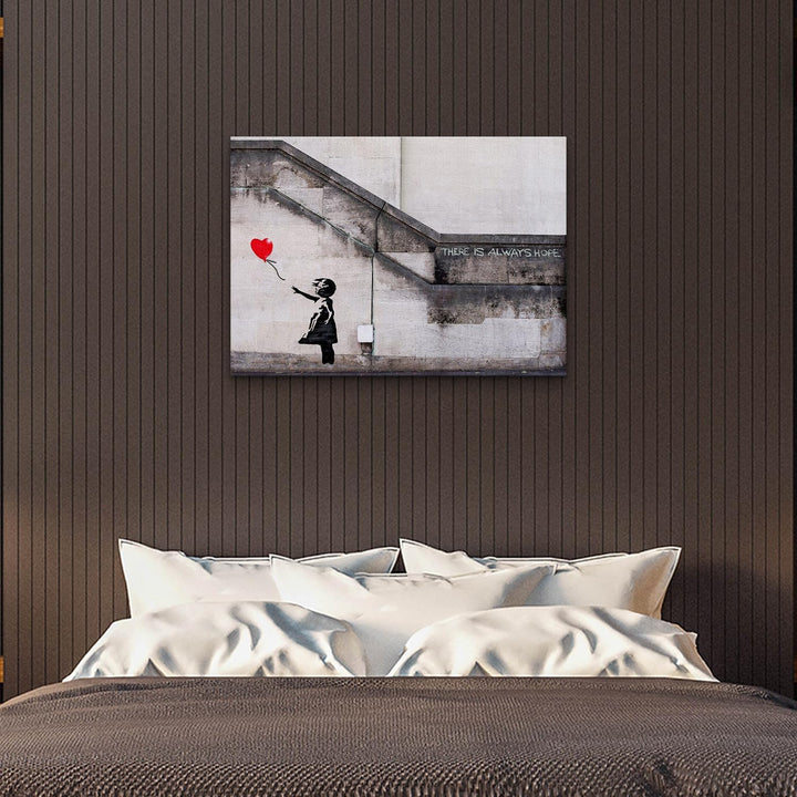 Giallobus - Gemälde - Banksy - - Standardleinwand - 100x70 - Rotes Ballonmädchen - Bereit zum Aufhän