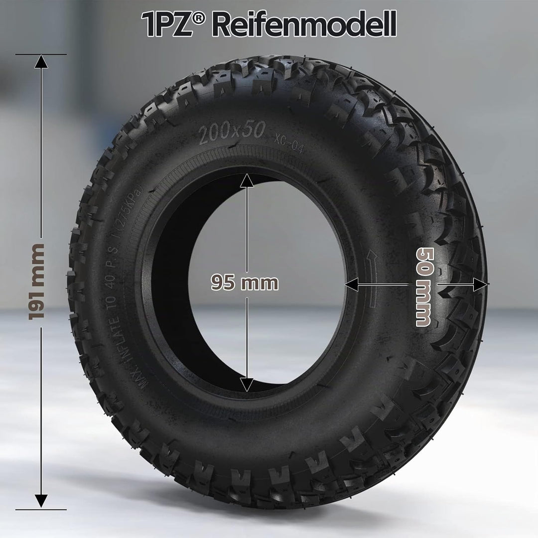 1PZ 2MN-7JW 200x50 Reifen und Schlauch Ersatz für Razor E100 E150 E200 Dune Buggy Schwinn ePunk Elek