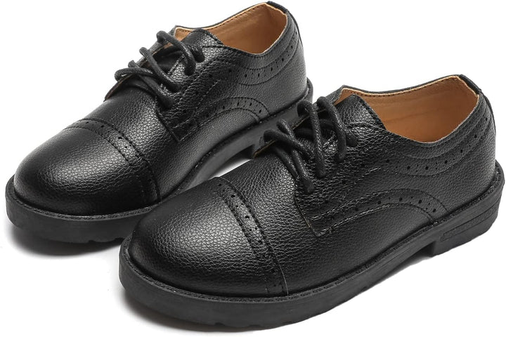 PPXID Jungen Schnürhalbschuhe Schule Uniform Hochzeit Anzugschuhe 21 EU Schwarz, 21 EU Schwarz