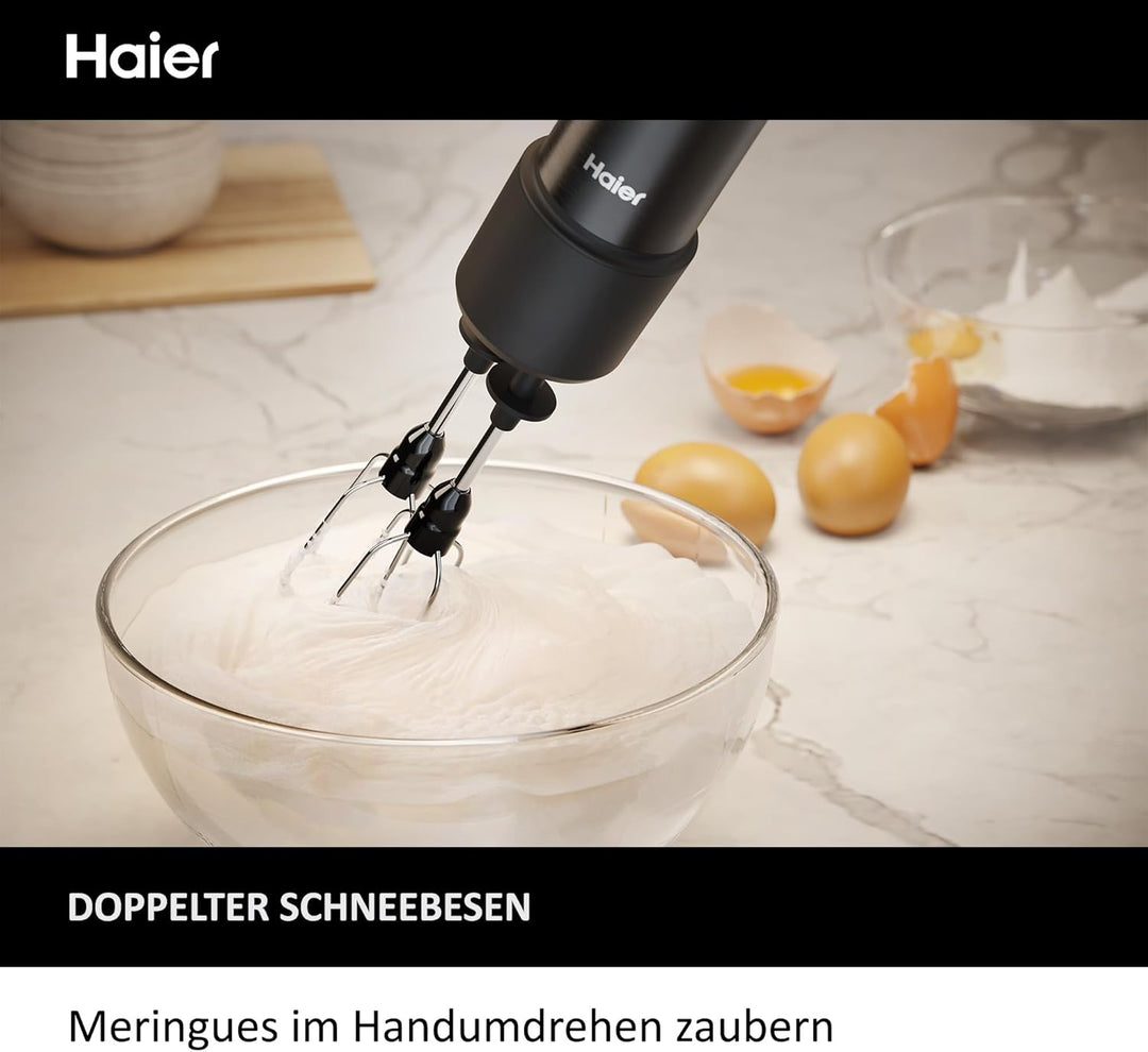 Haier Stabmixer 4-in-1 mit Messbecher, Quirl, Stampfer, Zerkleinerer I 1000W Pürierstab aus Edelstah