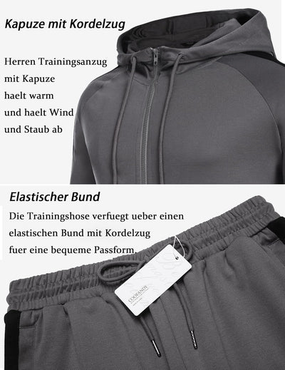 COOFANDY Herren Trainingsanzug Tracksuit Jogginghose Jogginganzug 2 Piece Hoodie Sportanzug Streatwe