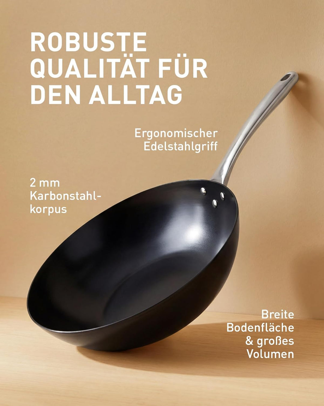 Cosy & Trendy Fusion Pro Wokpfanne Ø 30 cm – PFAS-freie Beschichtung – Robuster Karbonstahl mit Edel