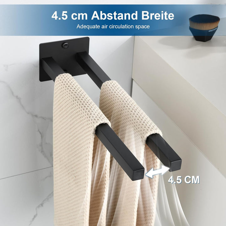 JS Handtuchhalter ohne Bohren Schwarz/mit Bohren Handtuchstange SUS304 Edelstahl Wand für Bad & Küch
