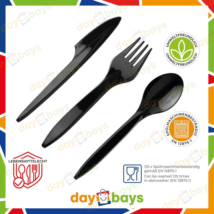 Plastikbesteck Set 200x Plastikgabel 200x Plastikmesser 200x Plastiklöffel Mehrweg Geschirrset Party