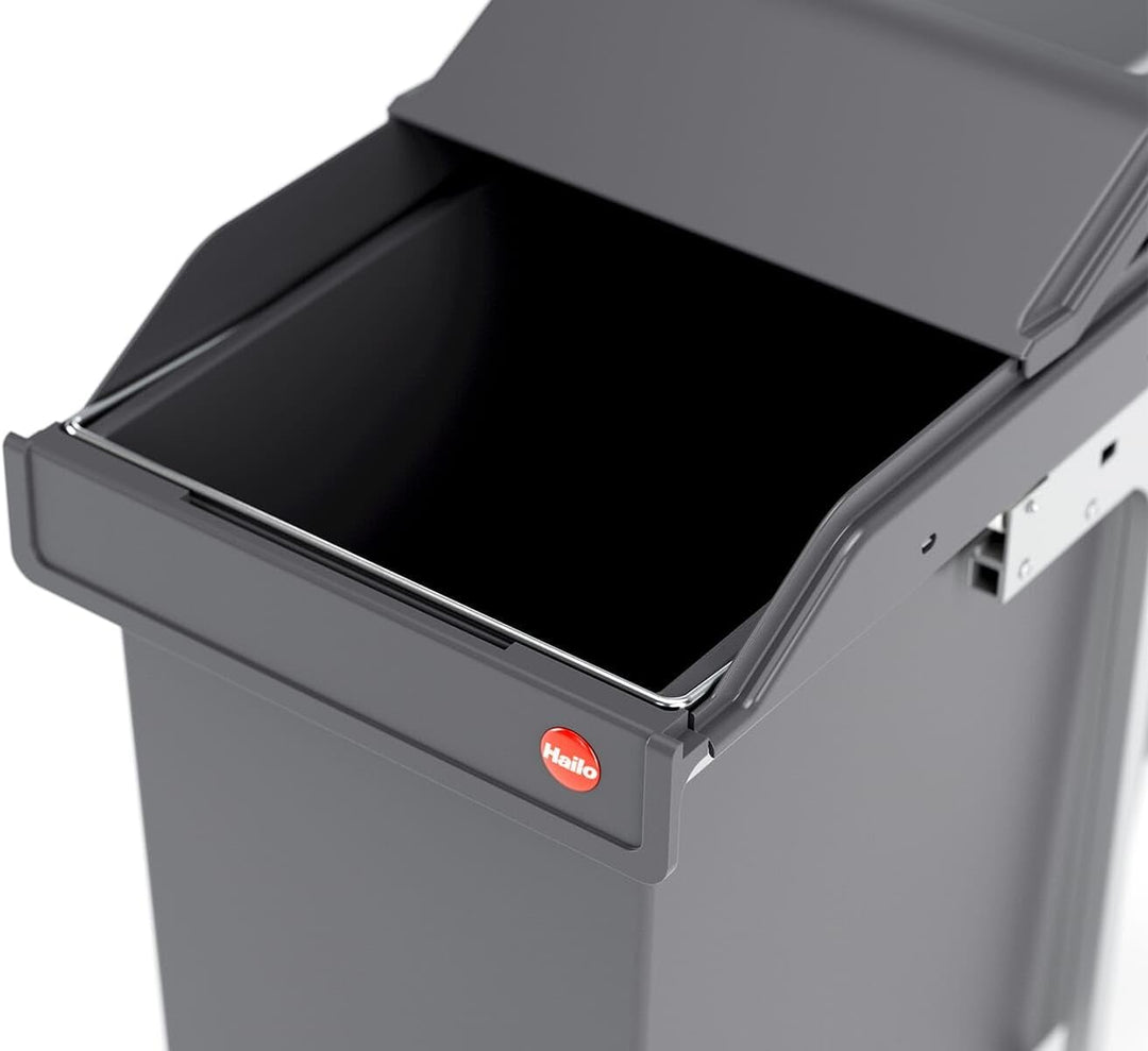 Hailo Abfallsammler 3650241 | SingleBox 24 Liter | Solo Mülleimer mit Rollenauszug | Anthrazit