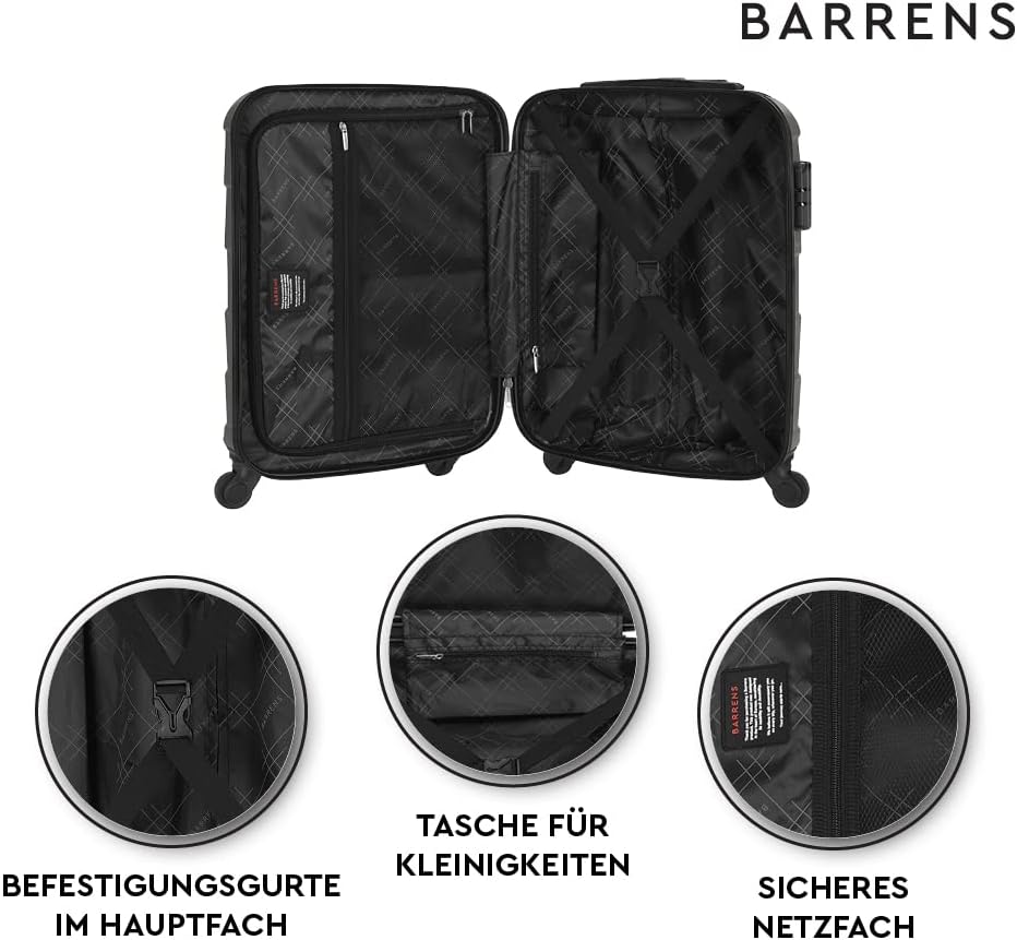 BARRENS Kabinenkoffer + Reisekosmetikkoffer Set | Handgepäck | Kabinenkoffer 55x40x20cm 34l | Kosmet