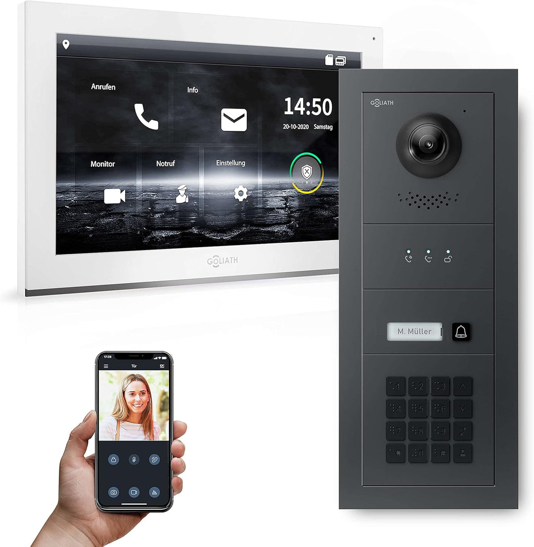 Goliath Hybrid | IP | Full-HD Video Türsprechanlage | App | 1-Fam | 1 x Full-Touchscreen 10" | Alumi