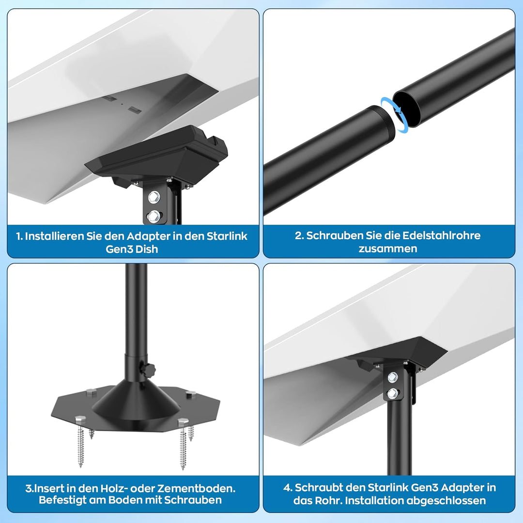 Starlink Gen 3 Halterung IMAYCC 7.9 FT Verstellbare Starlink Gen 3 Pole Mount Kit mit Starlink Gen 3