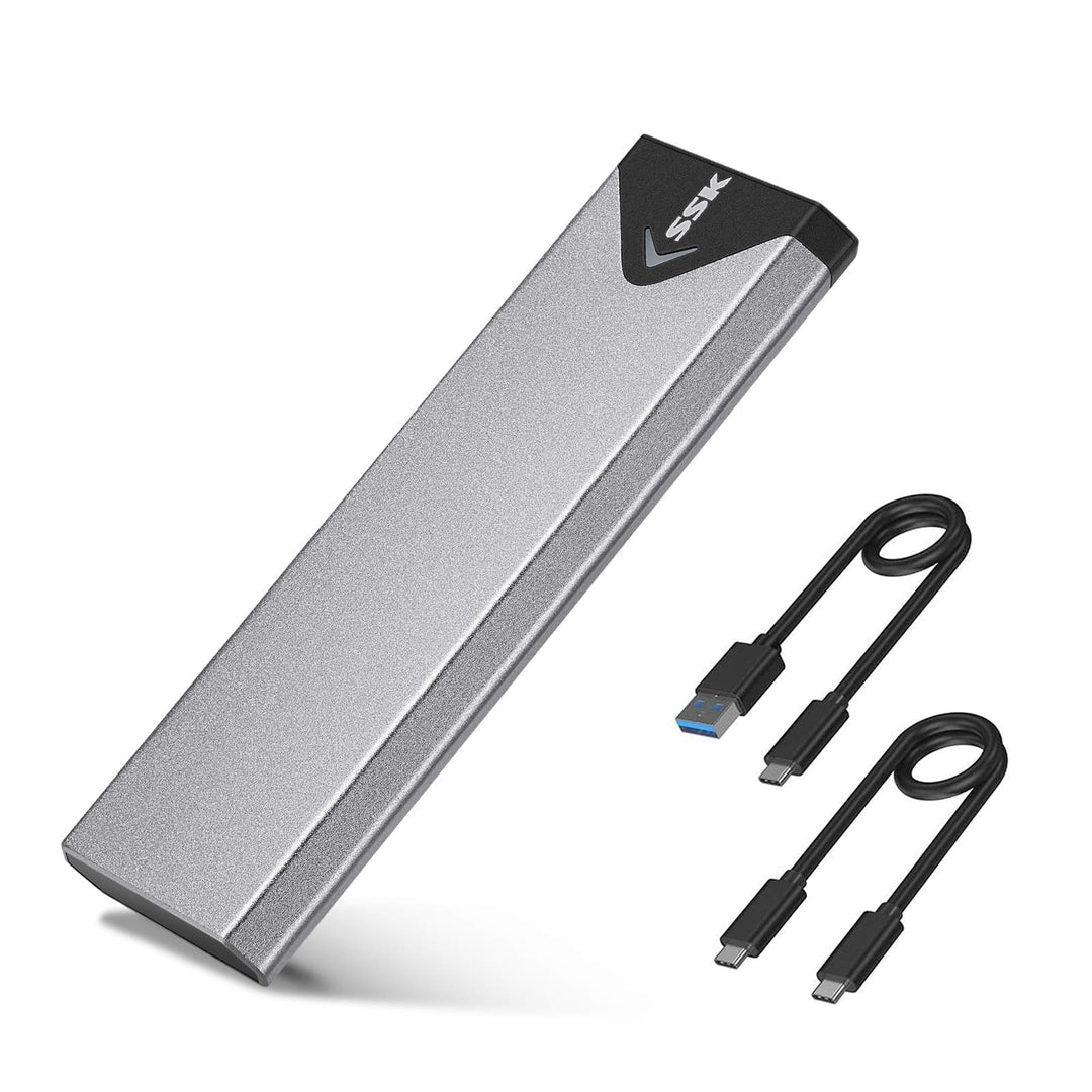 SSK Aluminium M.2 NVME SATA SSD Gehäuseadapter, USB 3.2 Gen 2 (10 Gbit/s) auf PCI-E NGFF M-Key/(B+M)