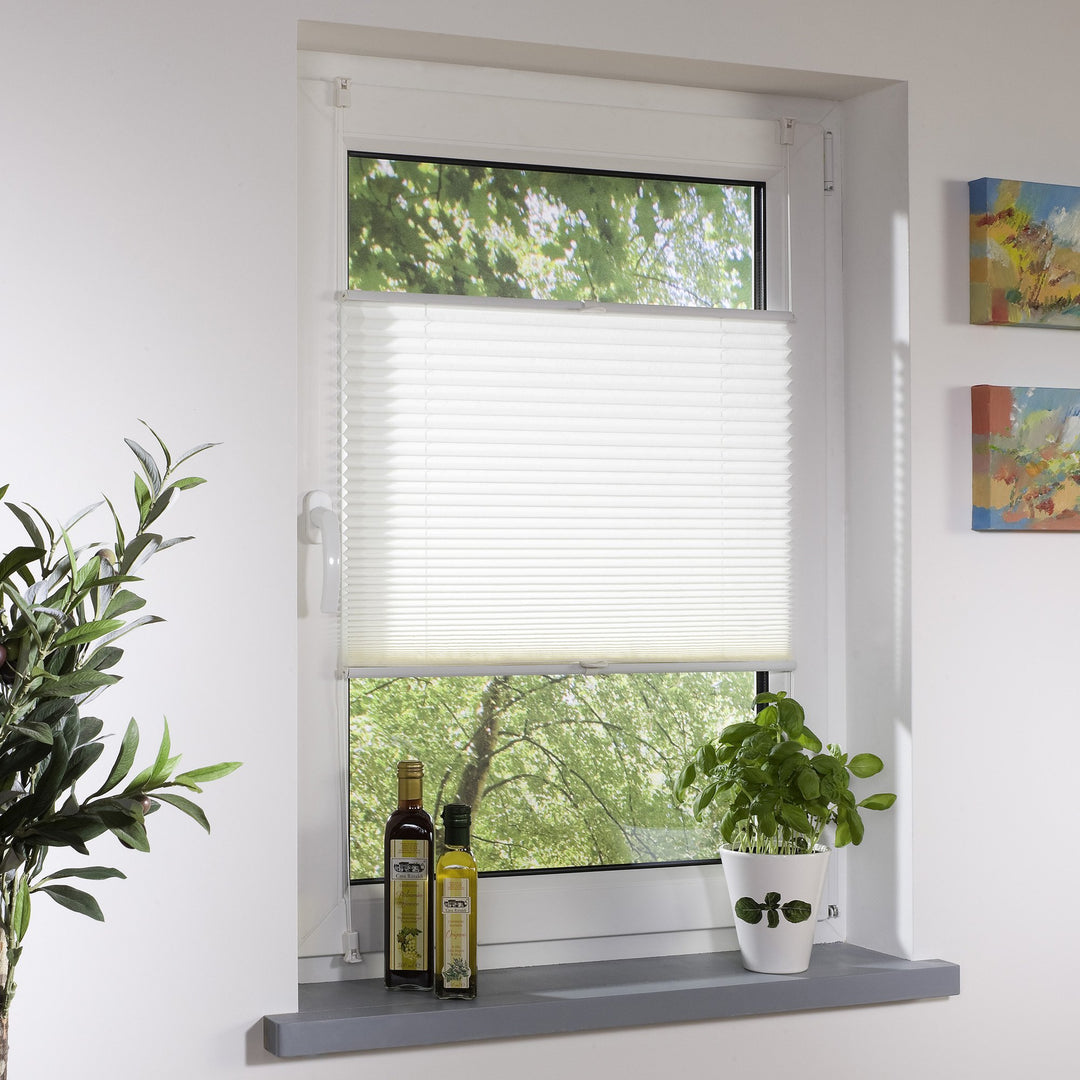 Liedeco® Plissee verspannt mit Klemmträger / 80 x 220 cm weiss (Breite x Höhe) / lichtdurchlässig Bl