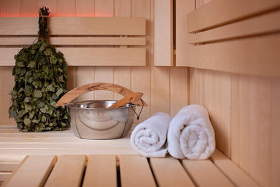 SULENO Sauna Set 2-teilig Edelstahl Aufgusskübel Aufgusskelle
