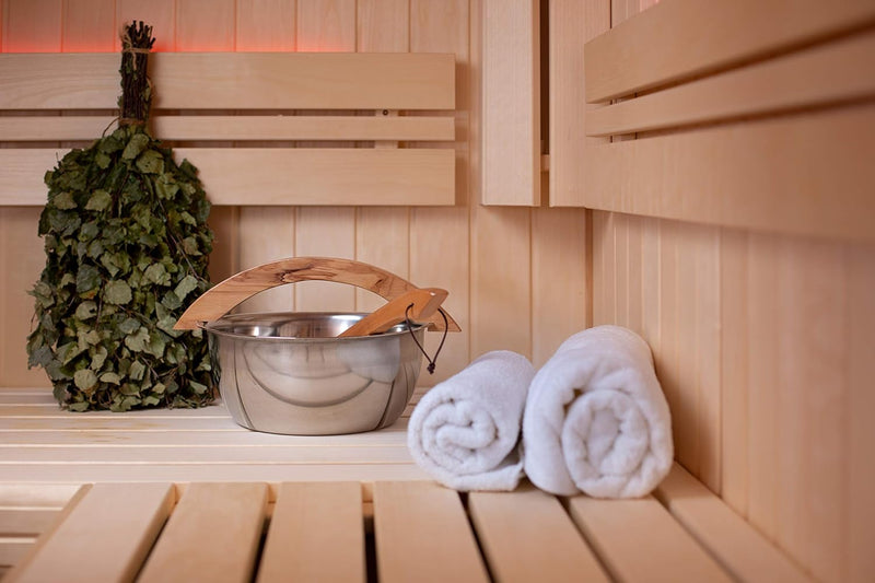 SULENO Sauna Set 2-teilig Edelstahl Aufgusskübel Aufgusskelle