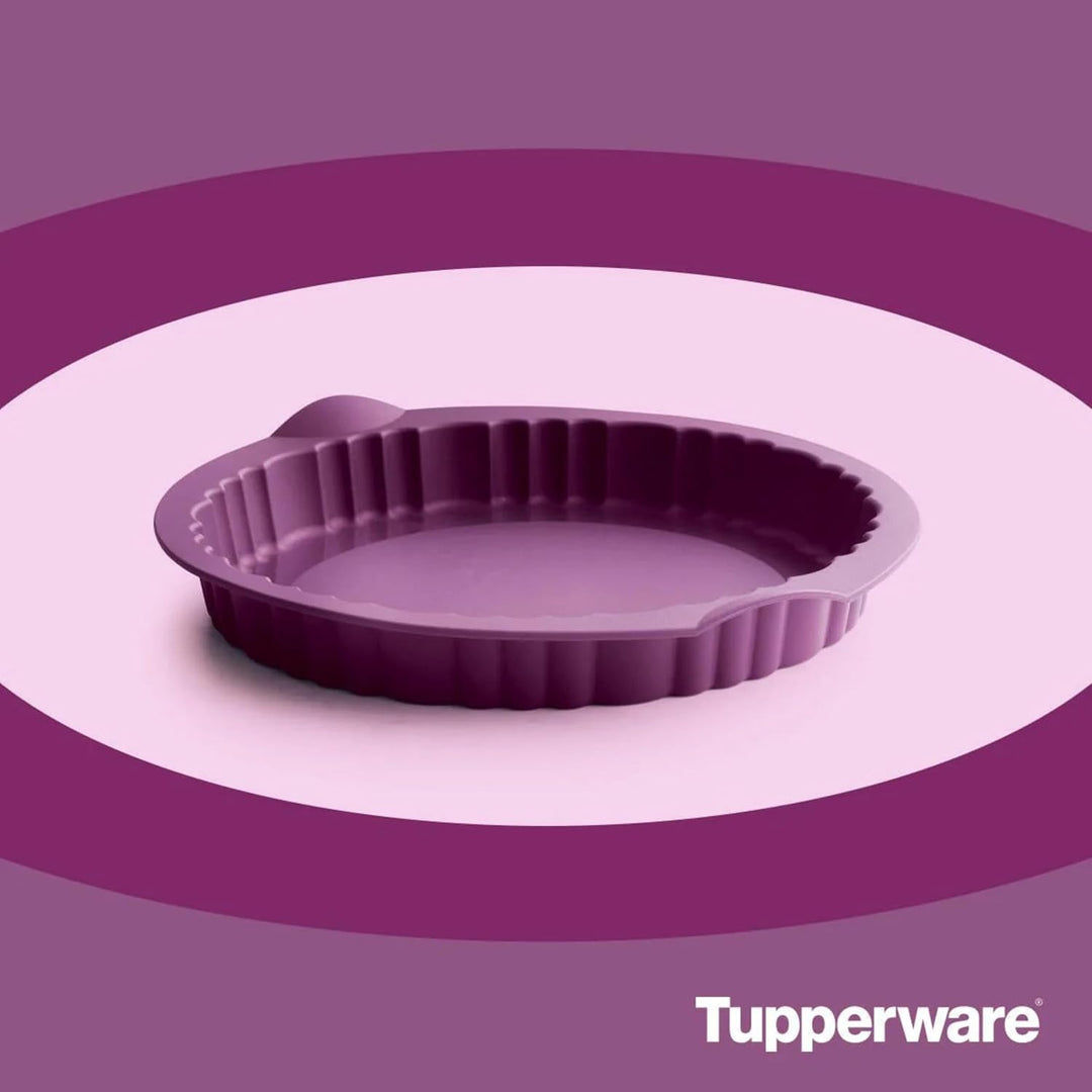 Tupperware Backen Silikonform Kuchen Apfelkuchen Pie lila glatt und gewölbt rund Backform Silikon Gl