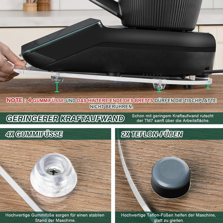ANBOXIT Acryl Gleitbrett TM7 für Thermomix, Brett für Thermomix mit Teflon-Füssen, Leicht Gleitendes