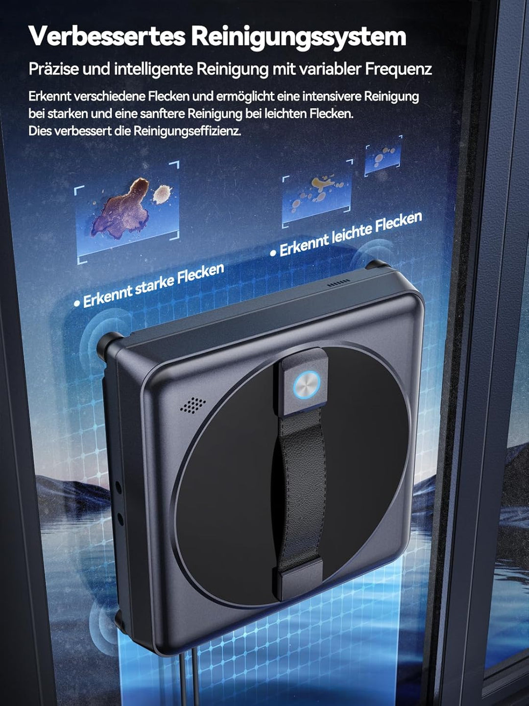 Fensterputzroboter, 5000Pa Mini Fensterroboter, Vier-Düsen-System, 64 MM ultradünn, Randerkennung, 4