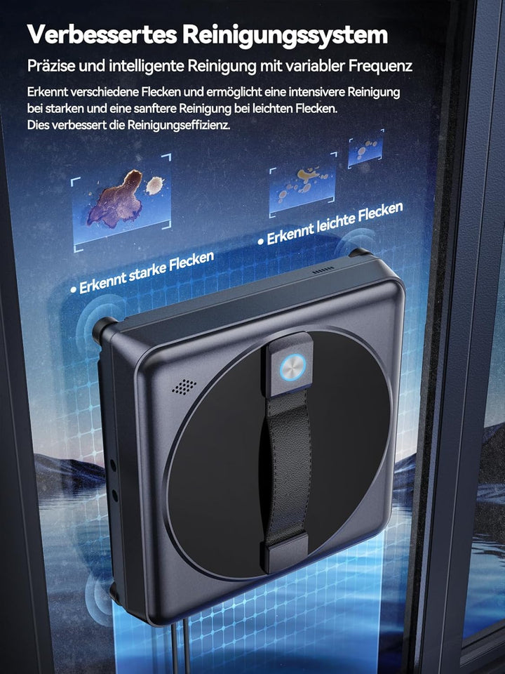 Fensterputzroboter, 5000Pa Mini Fensterroboter, Vier-Düsen-System, 64 MM ultradünn, Randerkennung, 4