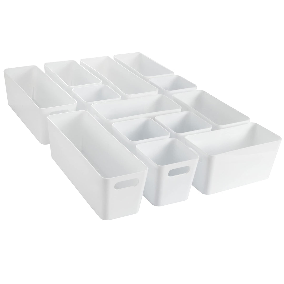 13 Teile Organizer Set - 10 cm hoch - weiss - Boxen in 3 Grössen - Schubladeneinsatz - passend für S