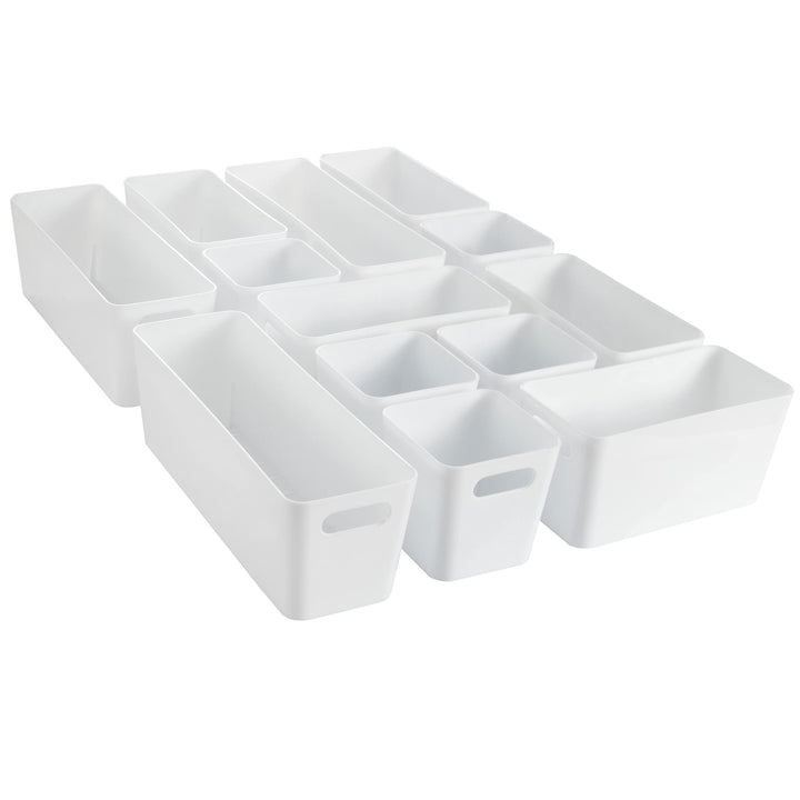 13 Teile Organizer Set - 10 cm hoch - weiss - Boxen in 3 Grössen - Schubladeneinsatz - passend für S