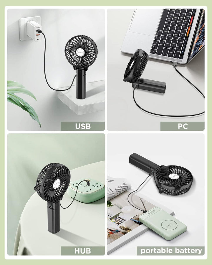 Funme Handventilator Akku Mini Ventilator Tragbar Lüfter Aufladbarer Leiser Tischventilator [Lebensl