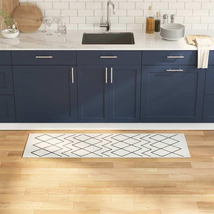 vidaXL Küchen Teppich Weiss 150 x 45 cm Samt, Eleganter Samt-Rechteck-Küchenläufer, weicher Belag, s