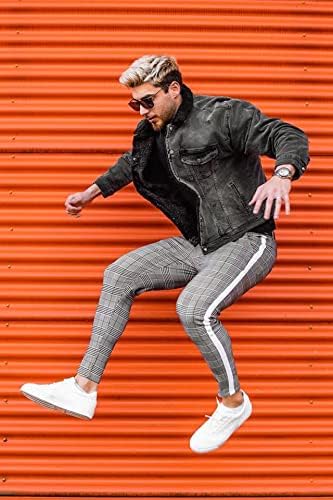 GINGTTO Herren Chino Hose Skinny Stretch Chinohose Karo Slim fit Stoffhose Check Tapered Casual Pant