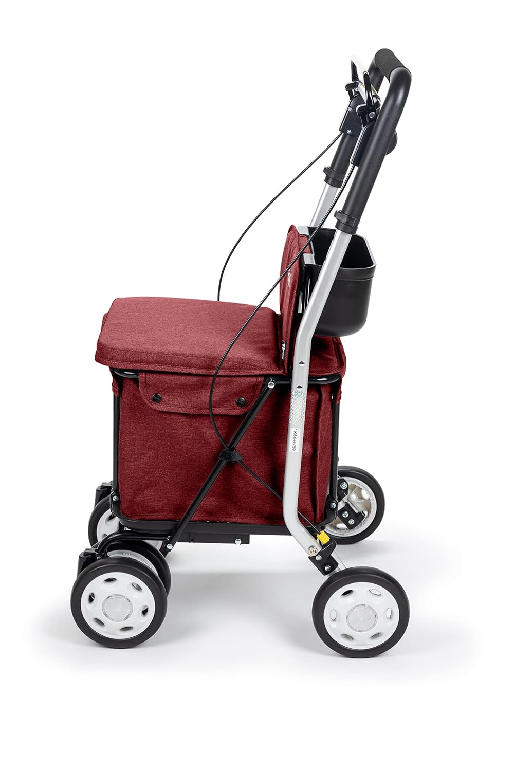 Carlett - Einkaufstrolley Rollator mit 4 Rädern und Sitz, Zusammenklappbarer Einkaufswagen mit herau