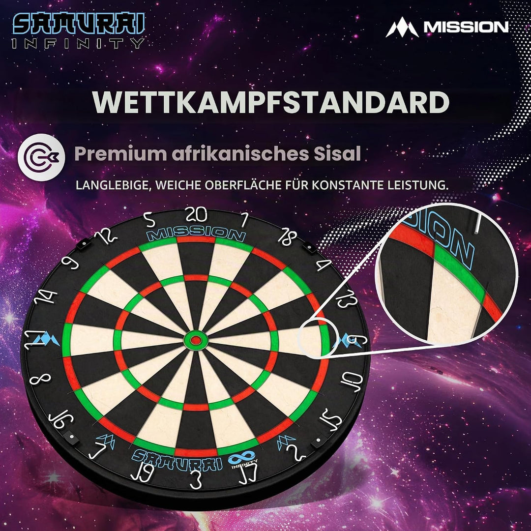 Mission Darts Samurai Infinity | Professional Competition Standard Dartboard with Ultra Thin Knife L