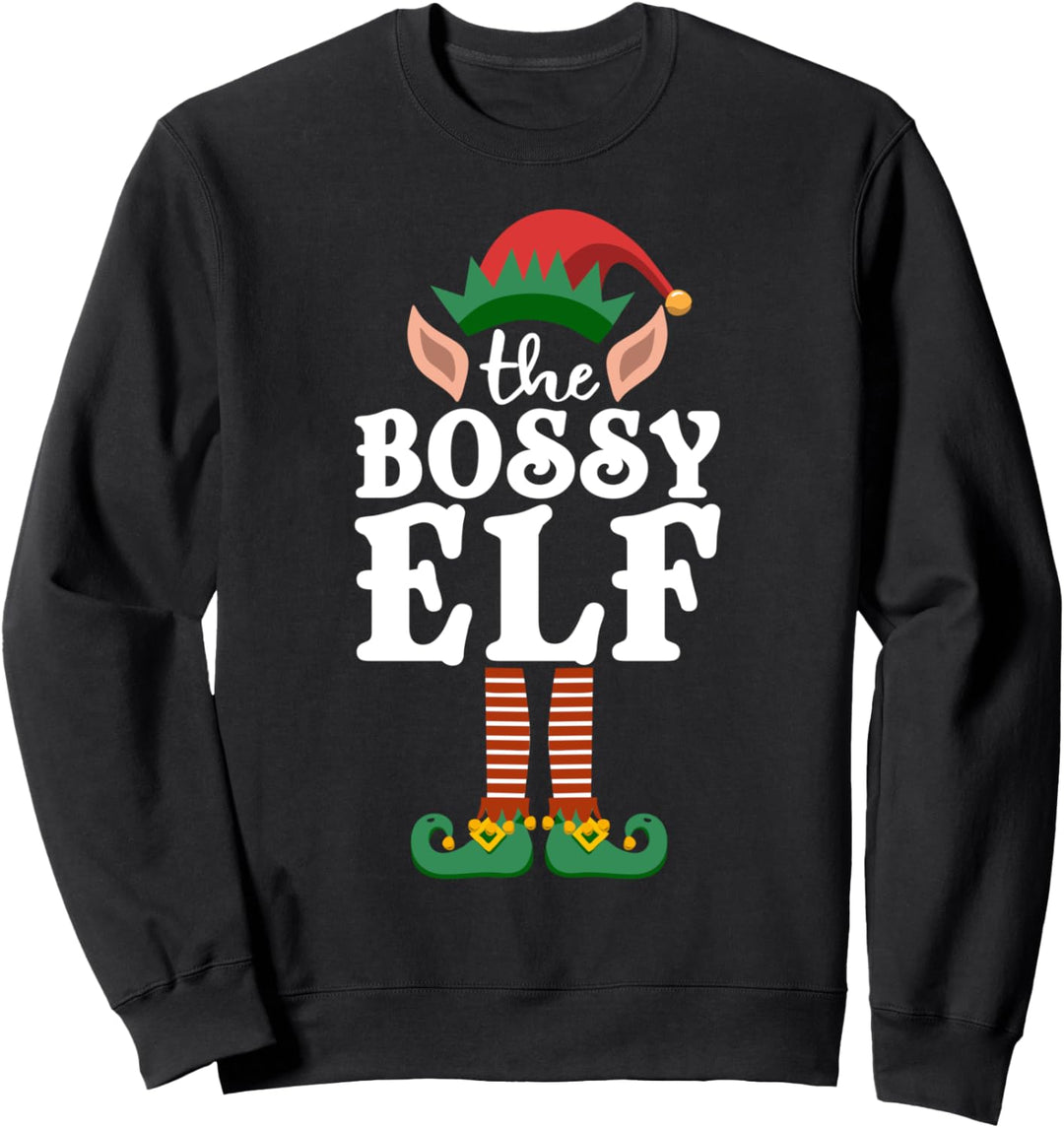 Bossy Elf Matching Family Christmas Pajama Group Photo Idea Sweatshirt