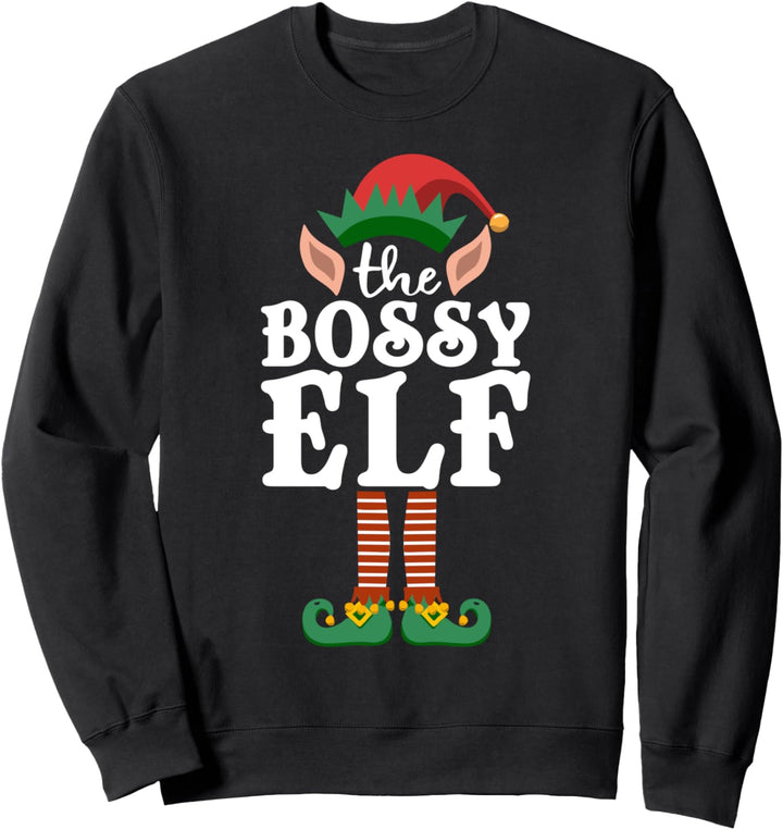 Bossy Elf Matching Family Christmas Pajama Group Photo Idea Sweatshirt