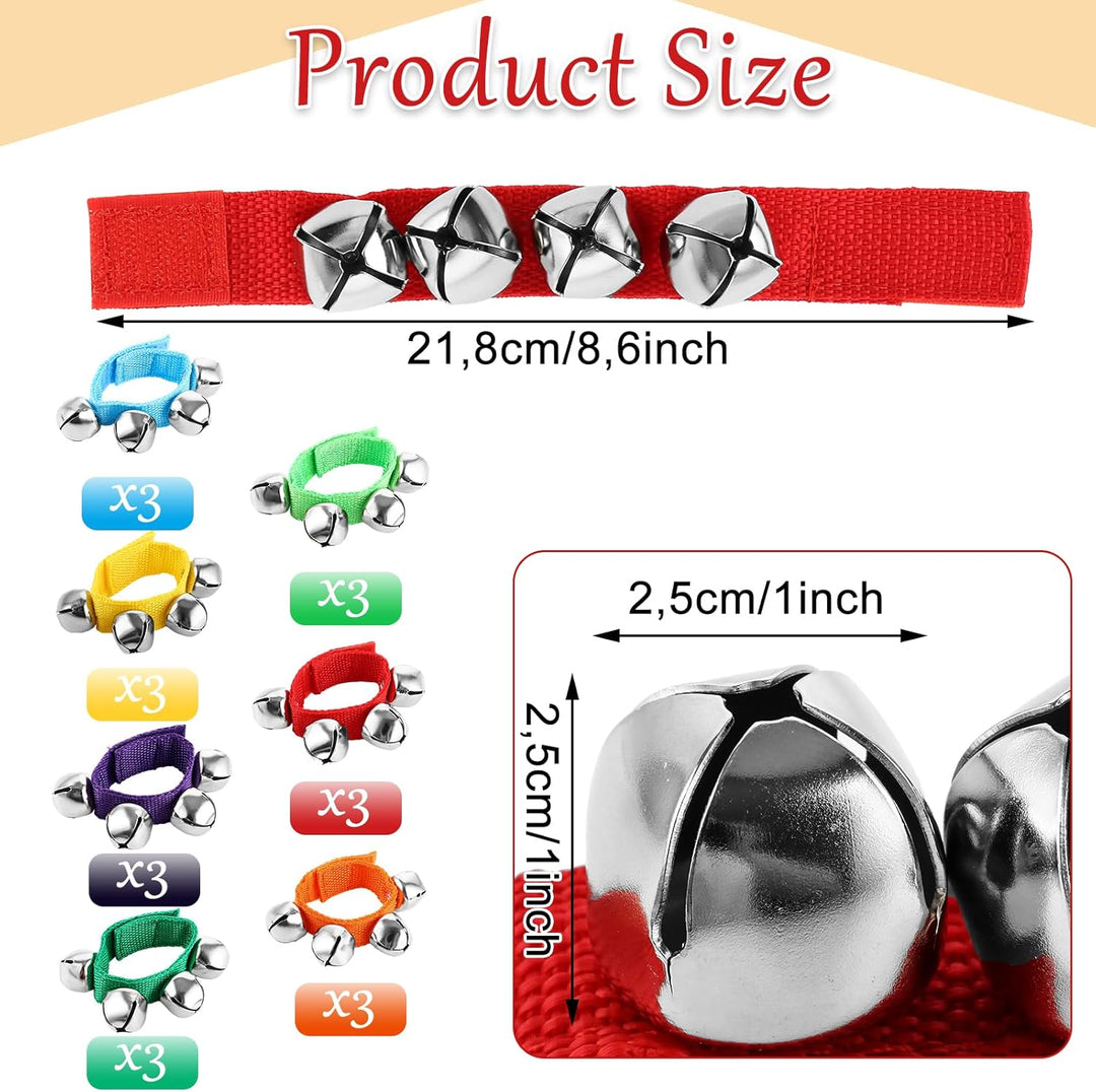 MIVIDE 21er Set Glocken Band für Arme & Füsse, 7 Farbe Schellenarmband, Handgelenk Glockenband mit 4